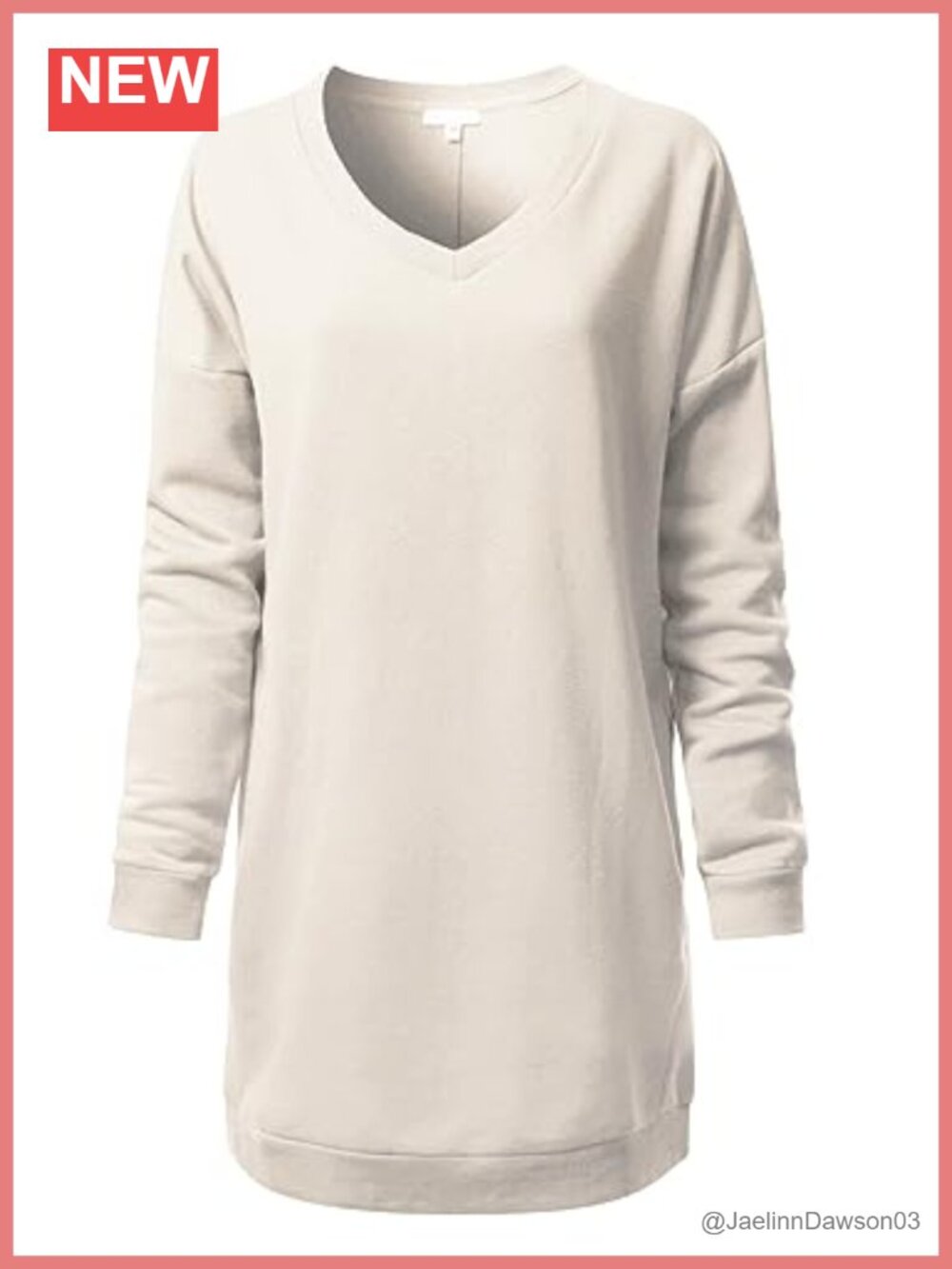 Oversized V-Neck Fleece Tunic Sweatshirt Pullover with Side Pockets
